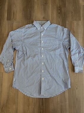 Wilkes & Riley Supima Cotton Blue & White Gingham No-Iron Dress Shirt